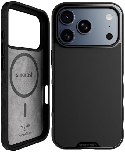 Smartish® iPhone 17 Pro MagSafe Case - Gripmunk Magnetic Slim Case [Lightweight + Protective] Thin Grip Cover with Microfiber Lining for Apple iPhone 17 Pro - Black Tie Affair