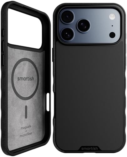 Smartish® iPhone 17 Pro Max MagSafe Case - Gripmunk Magnetic Slim Case [Lightweight + Protective] Thin Grip Cover with Microfiber Lining for Apple iPhone 17 Pro Max - Black Tie Affair