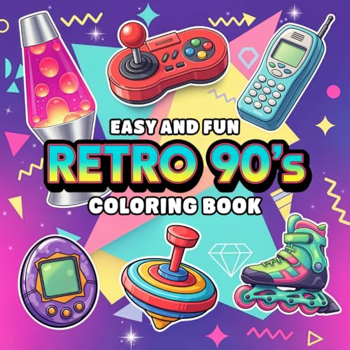 Easy & Fun Retro 90s Coloring Book cover