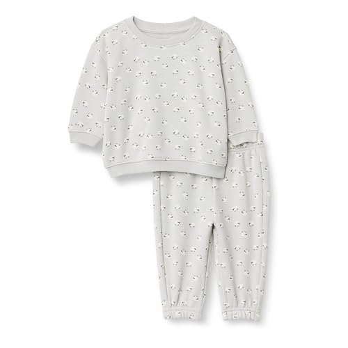 Amazon Essentials x Sofia Grainge Unisex Babies' Sweatshirt & Sweatpant Set, Dove Grey Sheep, 18 Months