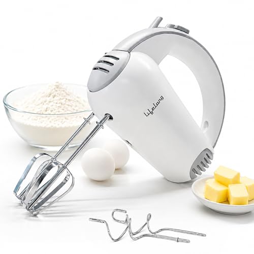 Lifelong 450W Hand Mixer with Beaters & Dough Hooks | 5-Speed Control with Turbo Boost | Low Noise 100% Copper DC Motor | Large Eject Button | Electri