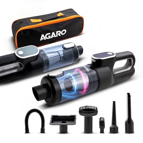 AGARO Cordless Car Vacuum Cleaner, Portable Handheld Vacuum for Car & Home, 16 kPa High Power Suction, 5000 mAh Rechargeable Battery, Steel HEPA Filte