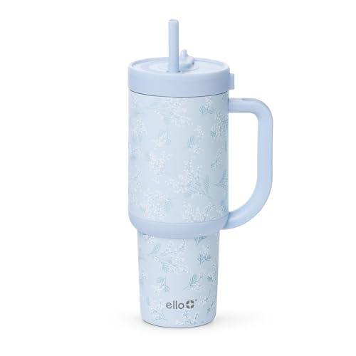 Ello Oasis 30 oz Tumbler with Handle & Retracting Straw | Reusable Insulated Stainless Steel Cup 100% Leakproof, Gifts for Teens Women Men | Keeps cold for 24 Hours, Cup Holder Friendly, Sweet Alyssum