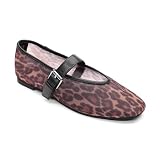 Sanctuary Women's Glinda Leopard Print Mesh Mary Jane Flats - Bold Style & Eco-Conscious Comfort, Tan-Black/Black, 10