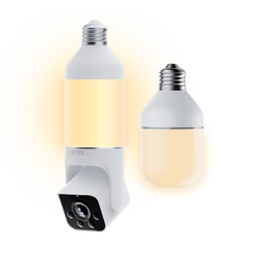 Bundle of WYZE Bulb Cam Security Camera and Accessory Bulb, 2K HD Security Cameras Wireless Outdoor Indoor, Dimmable 800 Lumens LED Bulb, Soft White 3000k, E26 Base