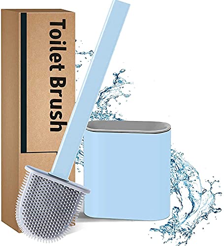 KASIVA Silicone Toilet Cleaning Brush Bathroom Cleaning Accessories Toilet Brush with Holder Stand Commode Cleaning Brush Closet Cleaning Brush Pot Cl