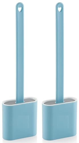 Silicone Toilet Cleaning Brush Bathroom Cleaning Accessories Toilet Brush with Holder Stand Commode Cleaning Brush Closet Cleaning Brush Pot Cleaner B