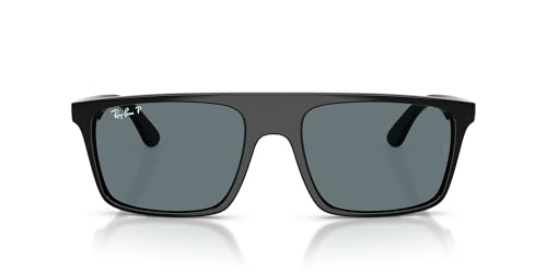 Ray-Ban Unisex Rb2222 Square Sunglasses 57 mm Black/Dark Blue Polarized