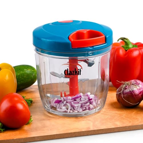 Clazkit Kitchen Dori Handy Vegetable and Fruit Manual Onion Dry Fruit Salad Maker Vegetable Quick String Chopper Machine, Cutter – 3 Stainless Steel B