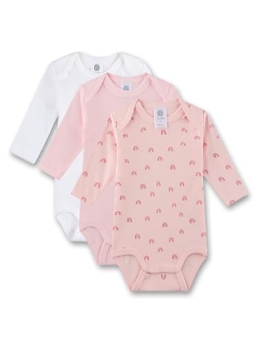 (-38%) Sanetta Mädchen-Body langarm rosa Regenbogen | 3er Set Baby Body