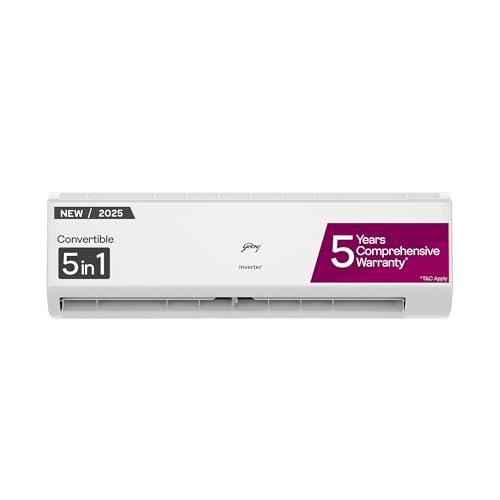 Godrej 2 Ton 3 Star, 5 Years Comprehensive Warranty, 5-In-1 Convertible Cooling, Inverter Split AC (Copper, I-Sense Technology, AC 2T EI 24I3T WZR, Wh