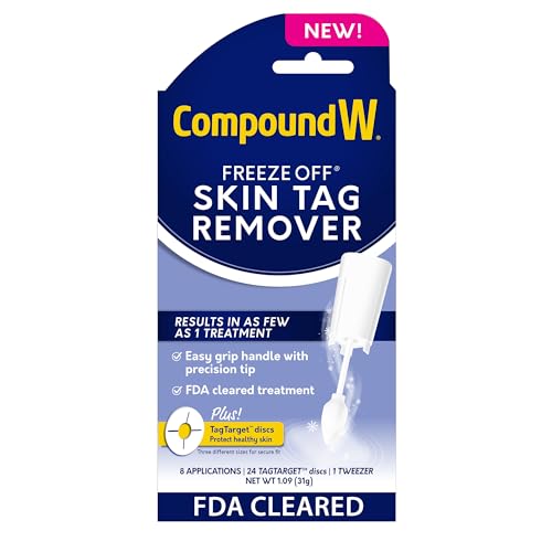 Compound W Freeze Off Skin Tag Remover, FDA Approved Skin Tag Removal Kit with 8 Skin Tag Remover Applications and 1 Pair of Tweezers