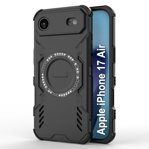 Amazon Basics Back Case Cover for iPhone 17 Air | Magnetic Case with Built-in Metal Ring | Supports Mag-Safe Charger, Wallet & Car Mount | Shockproof 