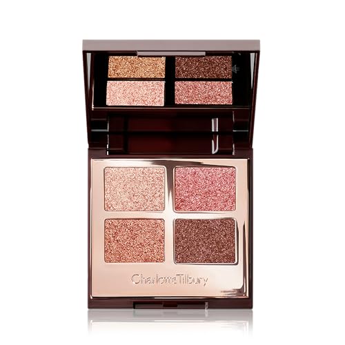 Charlotte Tilbury Luxury Palette Eyeshadow - Shimmer, Metallic & Satin Matte Eyeshadow Quad with a Rich Powder Formula - Includes 4 Complementary Shades Pillow Talk - nude pink