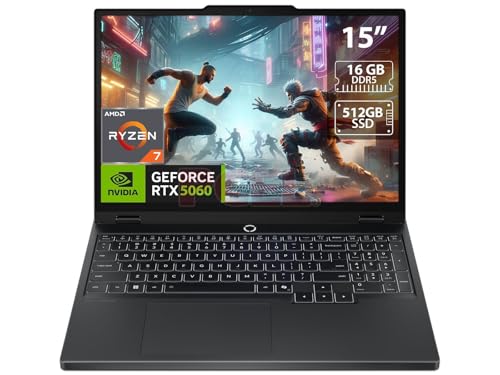 Lenovo Legion 5 RTX 5060 AI Gaming Laptop, 15.1" OLED WQXGA 165HZ, AMD Ryzen 7 260, NVIDIA GeForce RTX 5060, 16GB RAM 512GB SSD, Windows 11 Home, Eclipse Black (2025 Model)