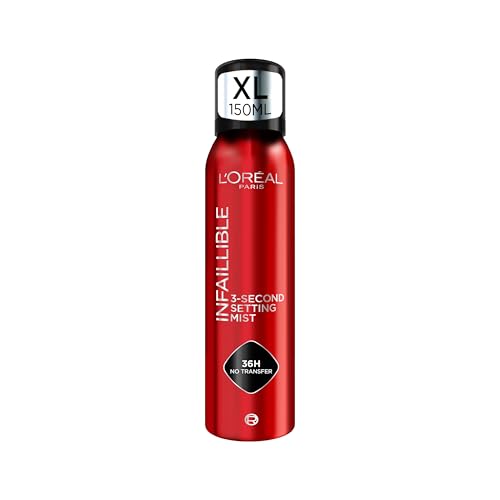 L’Oréal Paris Spray Fijador Infaillible de Maquillaje XL con 36h* de duración, Fija el maquillaje sin Transferir para un Look Impecable. Water-proof y Oil-proof, 150 ml