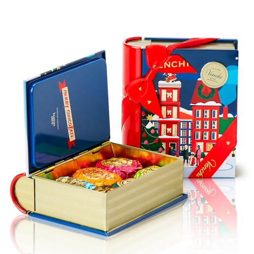 Venchi, Blue Christmas Mini Book with Assorted Chocoviar, with “Piedmont Hazelnut”, Limited Edition, 4.09 oz, Gluten-Free, No Colourings or Preservatives, Gift Idea