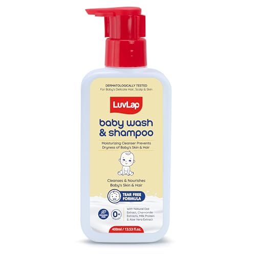 LuvLap Baby Wash & Shampoo -400ml, Milky Soft Head to Toe Wash With Oatmeal & Shea Butter, Paraben Free, Tear Free, Rich Moisturised Skin & Soft Hair,