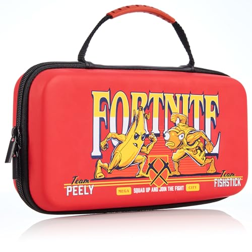 numskull Official Fortnite Carry Case for Switch and Switch 2 – Peely vs Fishstick Party Edition – Holds 10 Games & Accessories