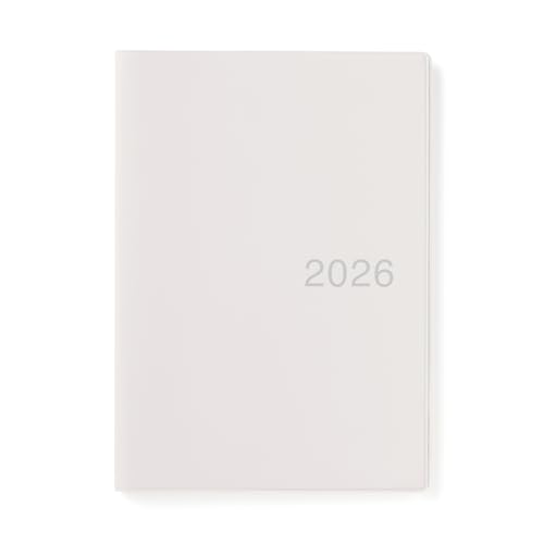 MUJI 84854200 Monthly/Weekly Schedule Book, Starts December 2025, A5, White Gray