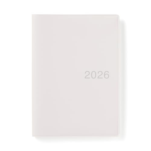 MUJI 84854224 Monthly/Weekly Schedule Book, Starts December 2025, A6, White Gray