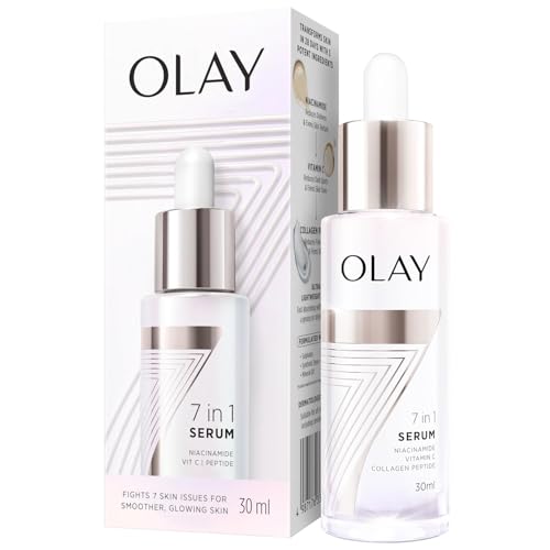 Olay 7in1 Ultra-light Face Serum | Niacinamide, Vitamin C, Collagen Peptides | Fights 7 Issues for Smooth & Glowing Skin | Normal to Oily Skin | Derma