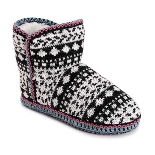 MUK LUKS Women's Leigh Slipper, Black, Small