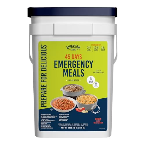 Augason Farms 45 Day Emergency Food Supply Kit, Dehydrated Meal Survival Food Bucket for 1 Person - 281 Servings