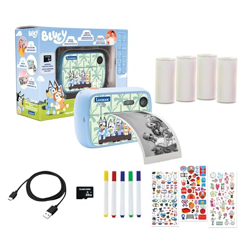 LEXIBOOK, Bluey, Starcam® Print Bluey, HD digital camera pack with instant printer, SD card and photo customisation kit, DJ150BY