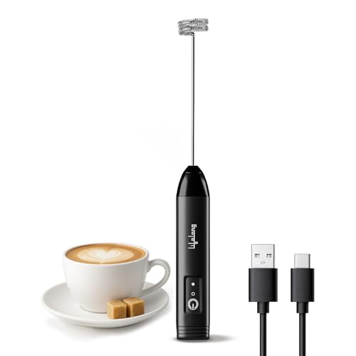Lifelong Rechargeable Milk Frother and Beater with USB Type-C | Double Spring Whisk Handheld Foam Maker for Coffee, Latte, Cappuccino | 3 Speed Settin