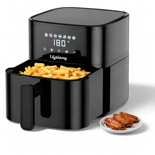 Lifelong 4.2L Digital Air Fryer |7 Preset Menus| Detachable Handle,Touch Panel,Non-Stick Basket|360° Rapid Air Technology Use Little to No Oil,Frying,