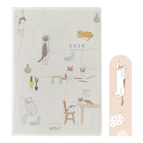 Midori Pocket Diary 2026 B6 Weekly Limited Edition Bookmark with Cat Pattern 22373006 (Starts from January 2026)