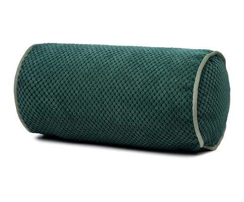 🔥 STARKER PREIS (-52%) Gözze - Kissenrolle Sven, Nackenrolle in genoppter Optik mit Keder, Dekorative Rolle mit Reißverschluss, 40 x 20 cm - Dunkelgrün