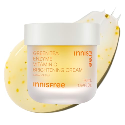 innisfree Green Tea Enzyme Vitamin C Brightening Cream, Korean Face Moisturizer for Dark Spots, Hydration & Radiant Skin