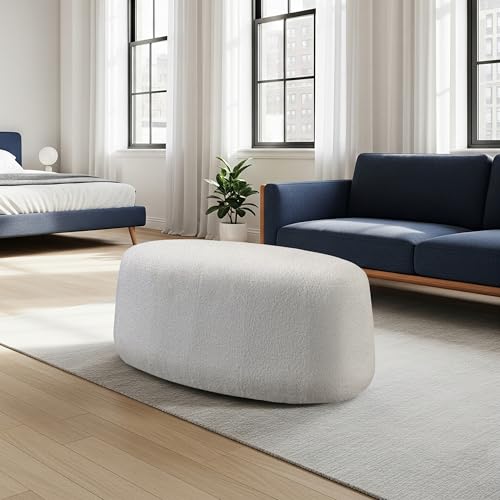 Studio Living Kayley 40" Oval Shaped Upholstered Ottoman : Home & Kitchen