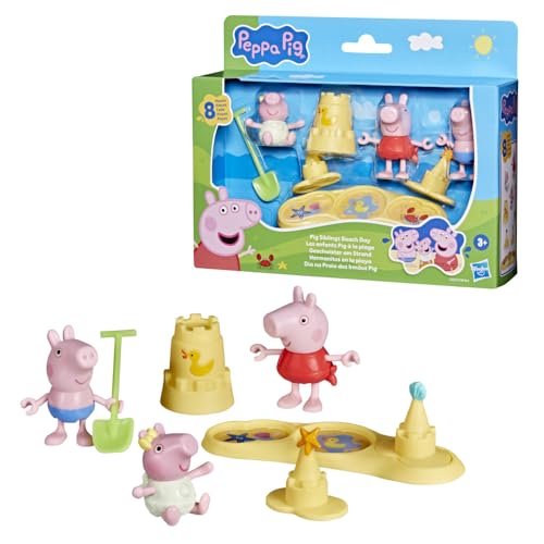 (-38%) Peppa Pig Geschwister am Strand Spielset mit 3 Figuren und 5 Accessoires, inklusive Baby Evie, Vorschulspielzeug für Mädchen und Jungen ab 3 Jahren