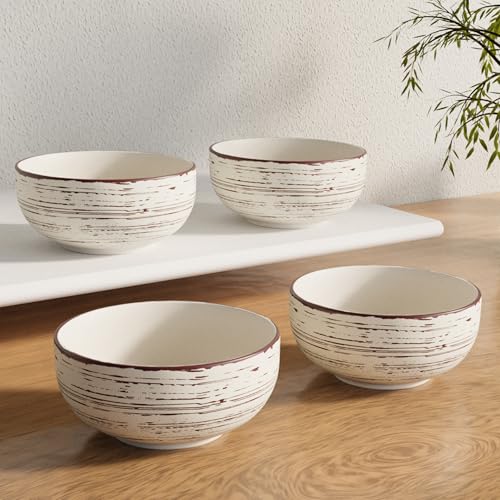 The Earth Store Brown Spiral Ceramic Bowl 150 ML, Set of 4 | Dishwasher & Microwave Safe,for Snacks, Dal, Curry, Fruits, Salad, Desserts, Vegetables S