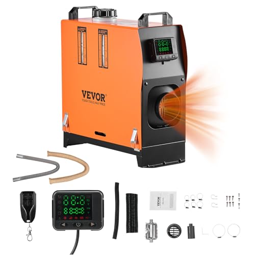 VEVOR 8KW Diesel Heater All in One, DC12-24V, Fast Heating Diesel Air Heater with Remote Control and Color Digital Display, Low Noise, Voice Announcement, for RV, Truck, Camper, Van, Boat and Trailer