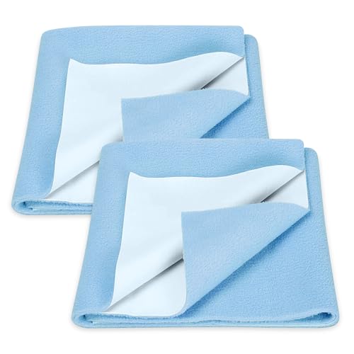 GLUN® Quick Dry Absorbent Baby Bed Sheet for Mattress Protector, Pack of 1 Baby Blue Bed Sheet, Size 50x70cm, Waterproof, Quick Drying Material, Anti-
