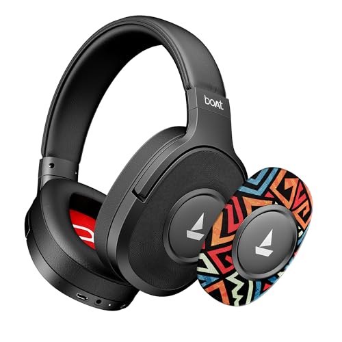 Boat Rockerz Plus 550, Customizable Earcups, 100H Battery, 50mm Drivers, Dual Pair, Stream Ad Free Music via App Support, Bluetooth Headphones,