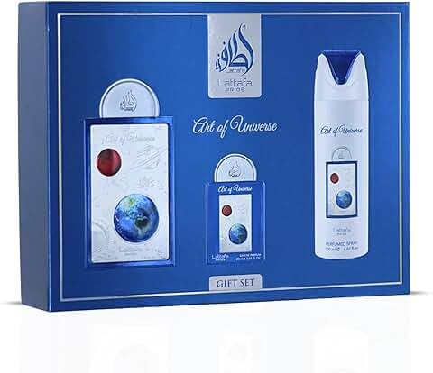Lattafa Pride Art Of Universe For Unisex 3 Piece Gift Set (3.4 Fl Oz EDP + 0.65 Fl Oz EDP + 6.67 Fl Oz Deo)