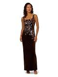 Adrianna Papell — Adrianna Papell Women's Velvet Beaded Long Dress, Espresso, 16