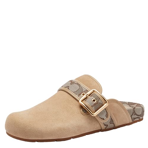 Coach Women's One Clog in Suede, Oat, 8