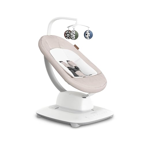 UPPAbaby Mamaroo Smart Swing – Customizable Soothing Modes with MotionSync Technology – Infant Recline + Bluetooth Enabled – Included Newborn Insert – Charlie (Sand Mélange)