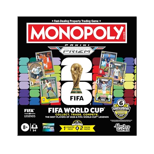 Monopoly Panini Prizm: FIFA World Cup Game I Soccer Board Game with Monopoly Panini Prizm FIFA World Cup 2026 Trading Cards I Ages 8+ : Sports & Outdoors
