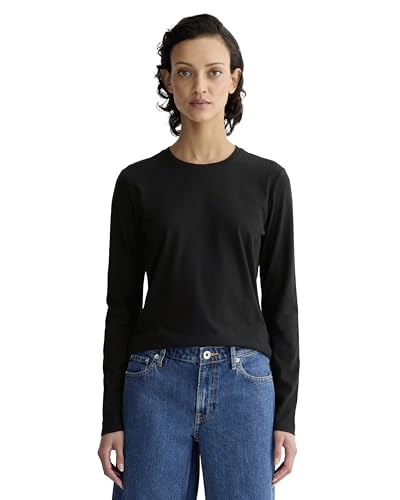 Everlane Camiseta feminina The Slim de manga comprida em algodão essencial, Preto, PP