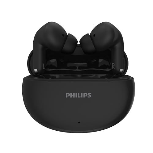 PHILIPS TAT1269 True Wireless in-Ear Earbuds with Mic, 13mm Drivers, Bluetooth 5.4, 40H Playtime, IPX5, Fast Charging, TouChannel Controls, Voice Assi