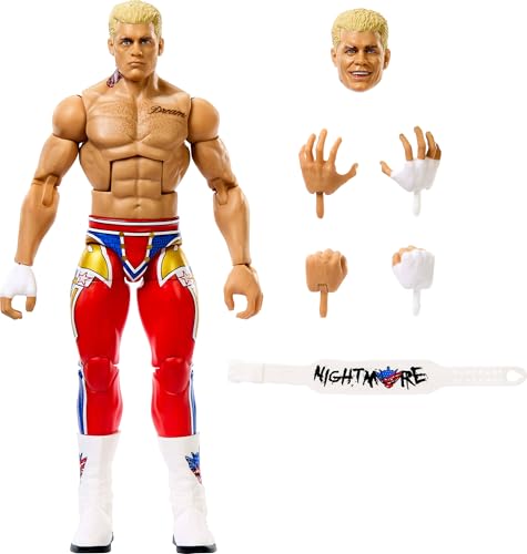 Mattel WWE Elite Collection Top Picks Action Figures & Accessories Set, 6-inch Collectible Cody Rhodes with Swappable Hands & Ring Gear