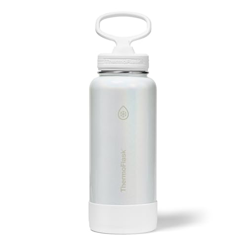 ThermoFlask Insulated Water Bottle with Spout Lid (32 oz, Optic White) - Leakproof, Stainless Steel Water Bottle for Col