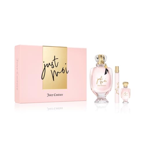 Juicy Couture Just Moi Eau de Parfum 3 Piece Fragrance Gift Set, Includes EDP Spray, Spray Pen & Mini Women's Perfume - Amber Vanilla Scent, Travel Size, 3.4 fl oz